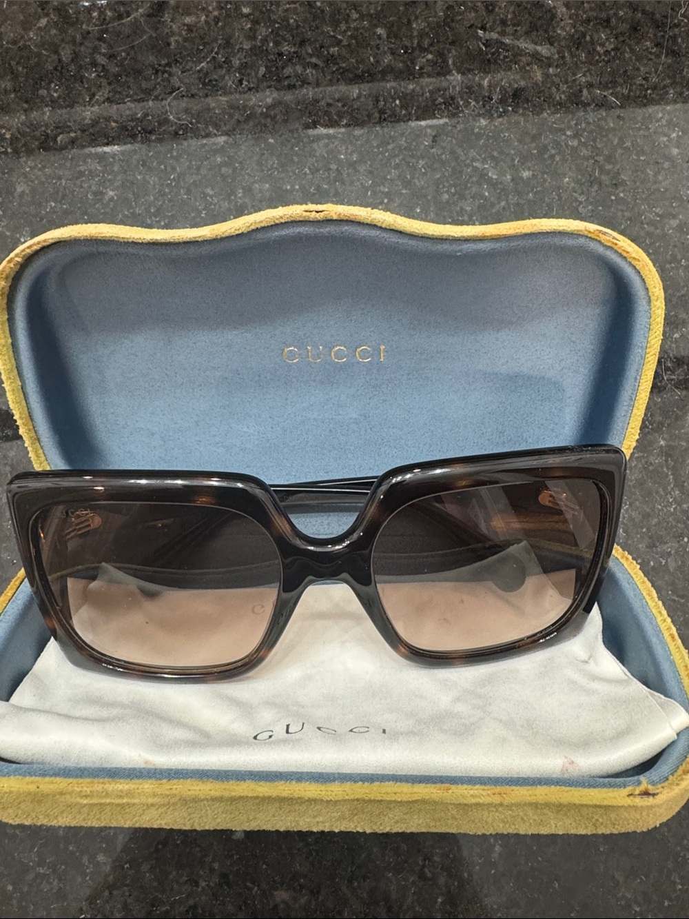 Authentic Gucci Oversized Tortoise Shell Gradient Square Sunglasses